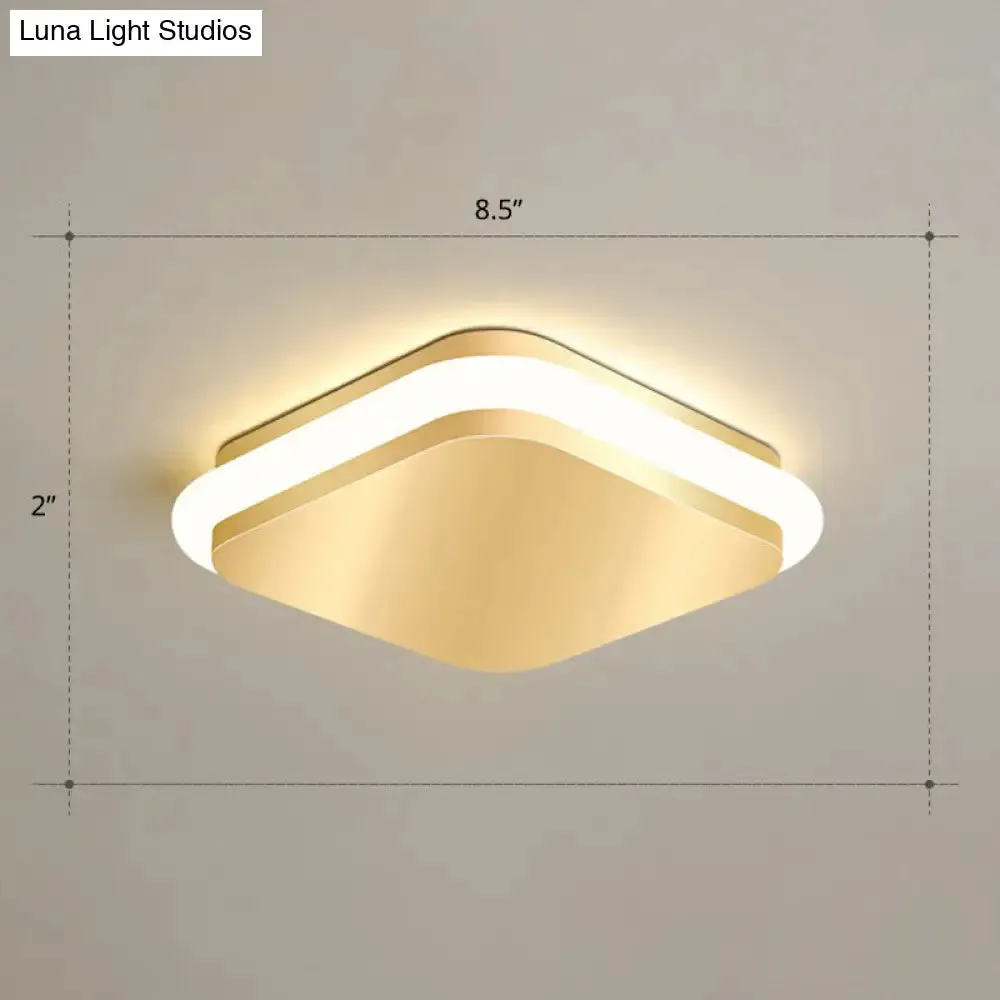 Modern Gold Acrylic LED Ceiling Mount Light - Geometric Foyer Flushmount