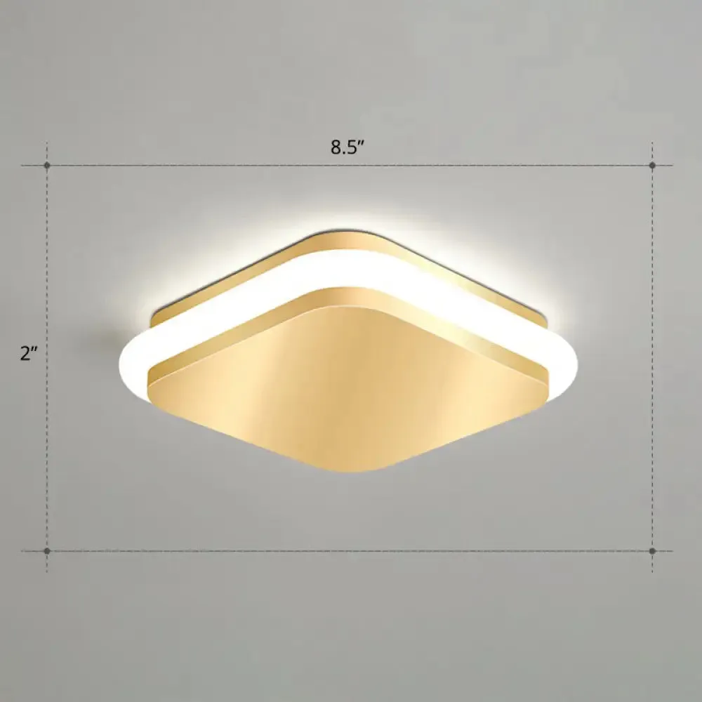 Modern Gold Acrylic LED Ceiling Mount Light - Geometric Foyer Flushmount