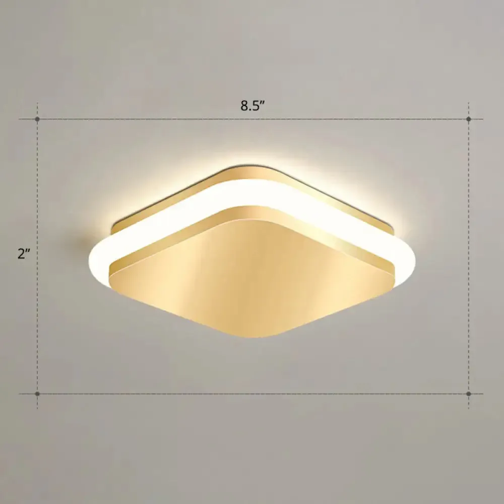 Modern Gold Acrylic LED Ceiling Mount Light - Geometric Foyer Flushmount