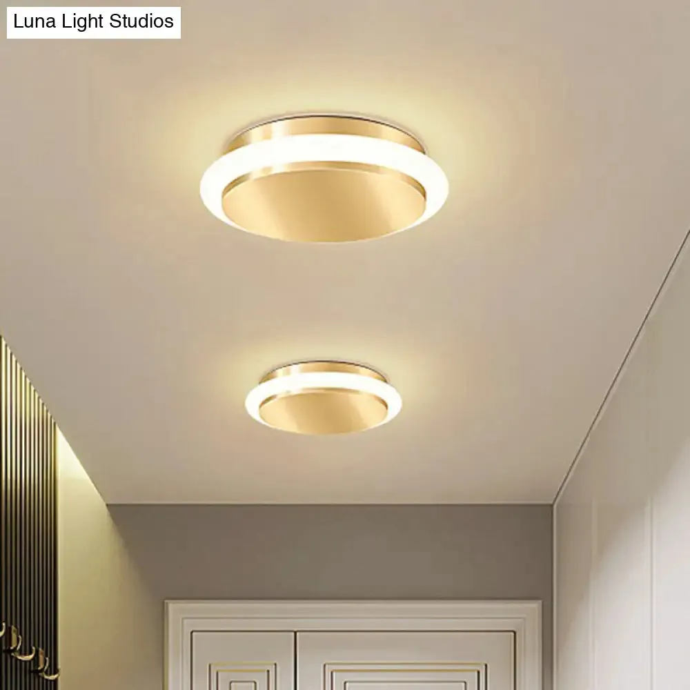 Modern Gold Acrylic LED Ceiling Mount Light - Geometric Foyer Flushmount