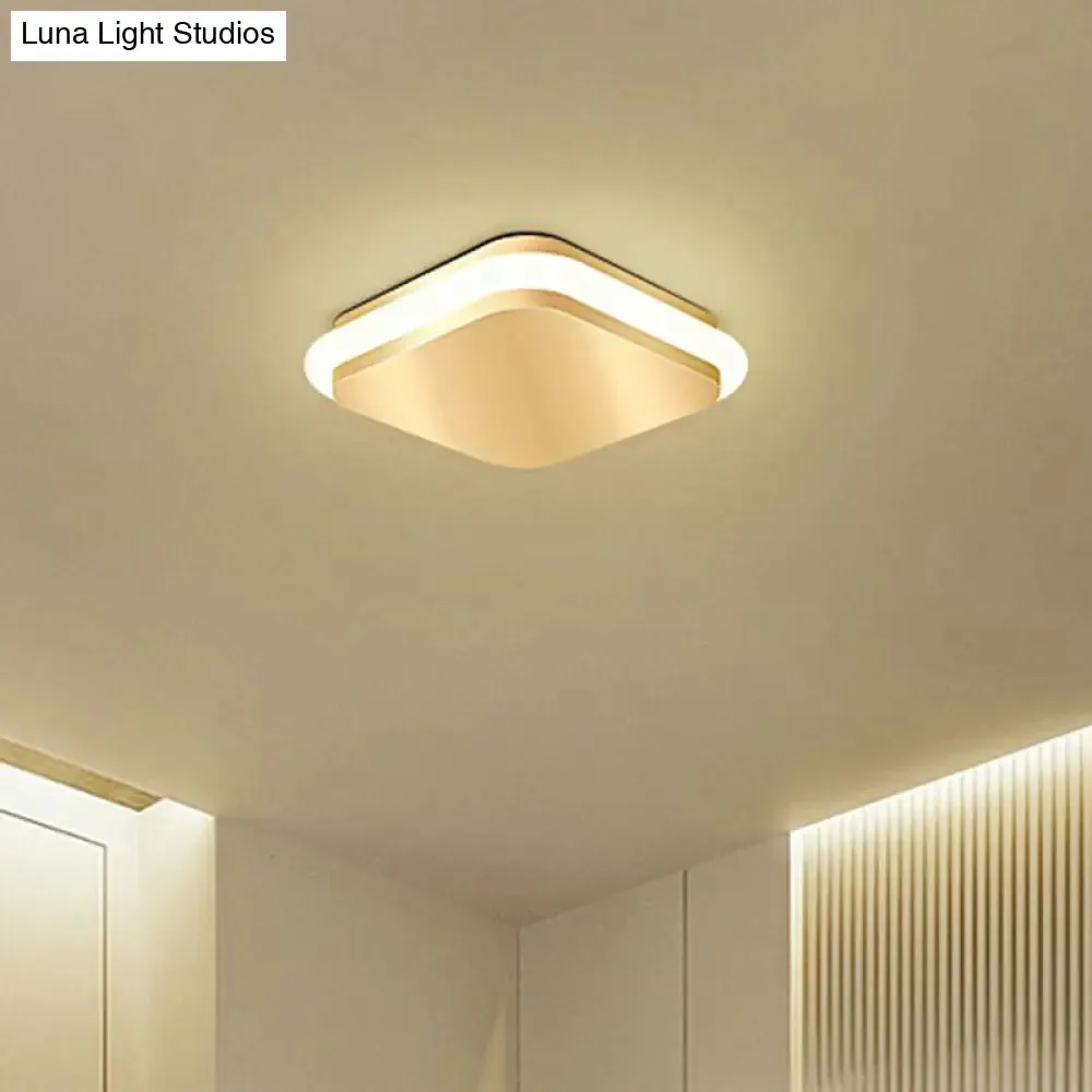 Modern Gold Acrylic LED Ceiling Mount Light - Geometric Foyer Flushmount