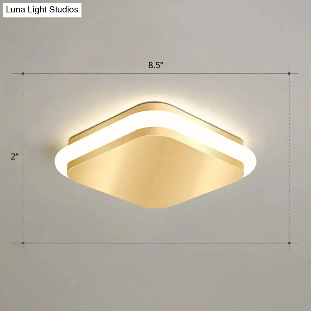 Modern Gold Acrylic LED Ceiling Mount Light - Geometric Foyer Flushmount