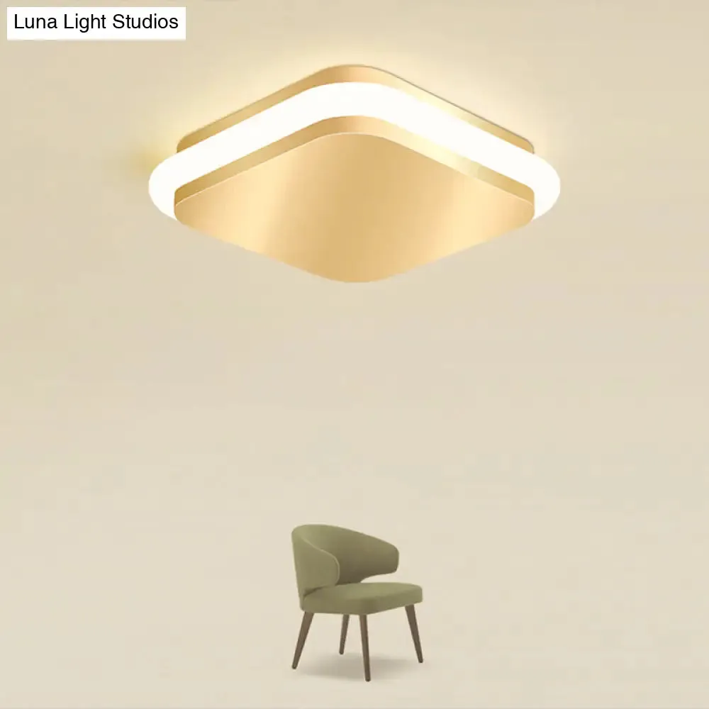 Modern Gold Acrylic LED Ceiling Mount Light - Geometric Foyer Flushmount