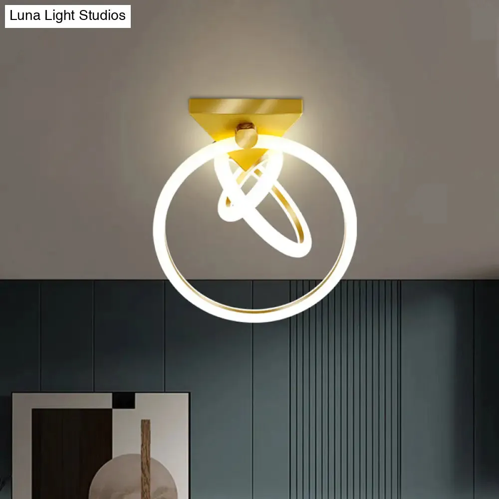 Modern LED Gold Acrylic Flush Mount Ceiling Light for Bedroom