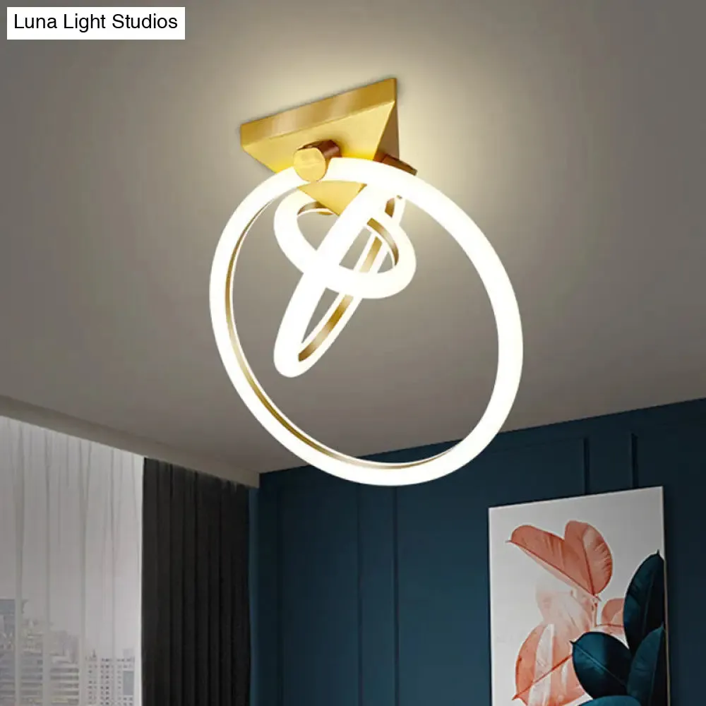 Modern LED Gold Acrylic Flush Mount Ceiling Light for Bedroom