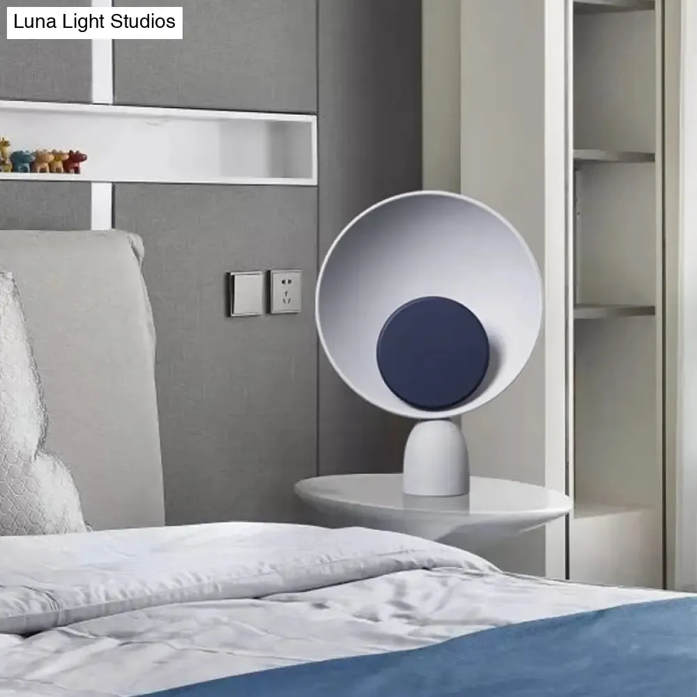 Modern LED Metal Shade Bedroom Reading Lamp, Blue Night Light with Saucer Design