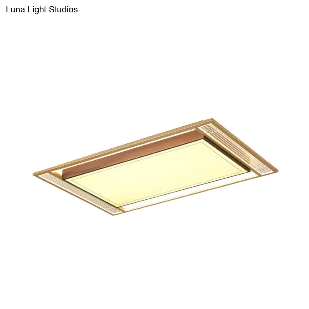 Modern LED Metallic Flush Mount Ceiling Light Fixture - Brown, Square/Rectangle Design - 21"/39" Length