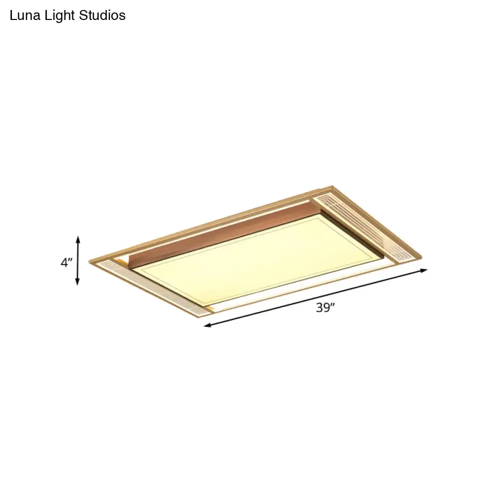 Modern LED Metallic Flush Mount Ceiling Light Fixture - Brown, Square/Rectangle Design - 21"/39" Length