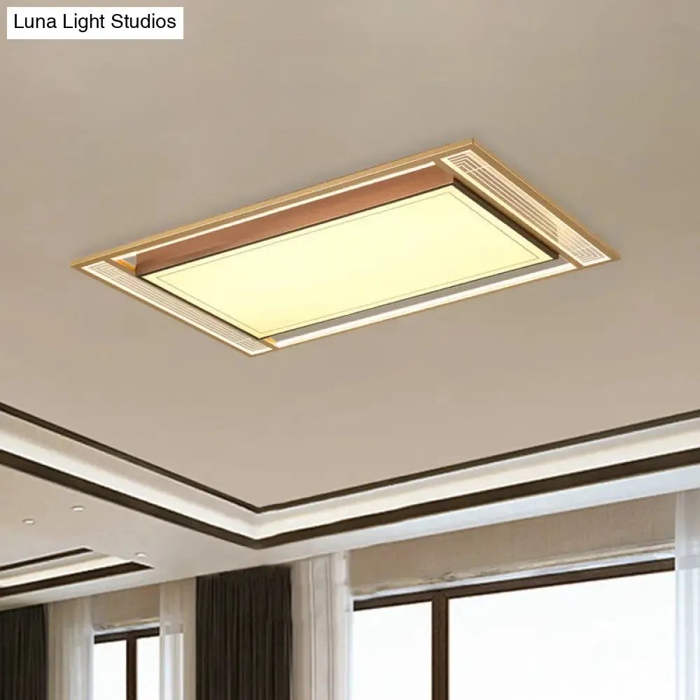 Modern LED Metallic Flush Mount Ceiling Light Fixture - Brown, Square/Rectangle Design - 21"/39" Length