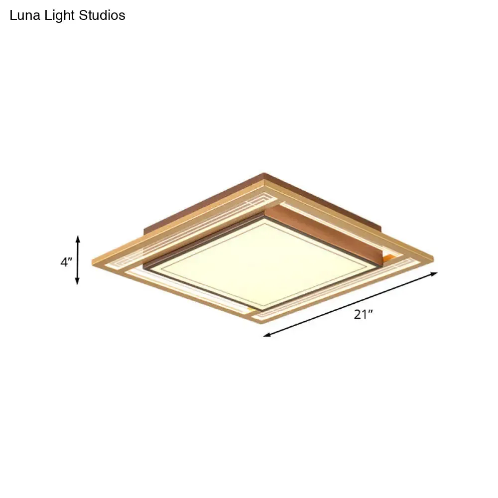 Modern LED Metallic Flush Mount Ceiling Light Fixture - Brown, Square/Rectangle Design - 21"/39" Length