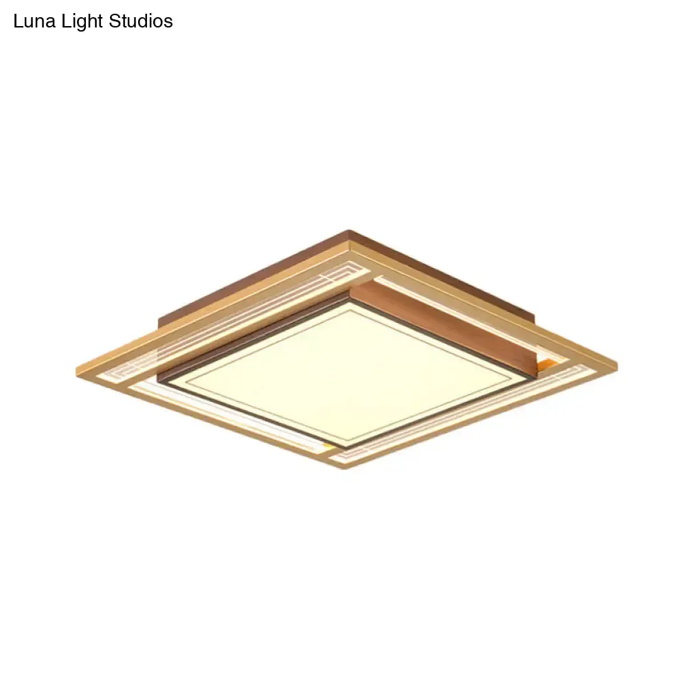 Modern LED Metallic Flush Mount Ceiling Light Fixture - Brown, Square/Rectangle Design - 21"/39" Length