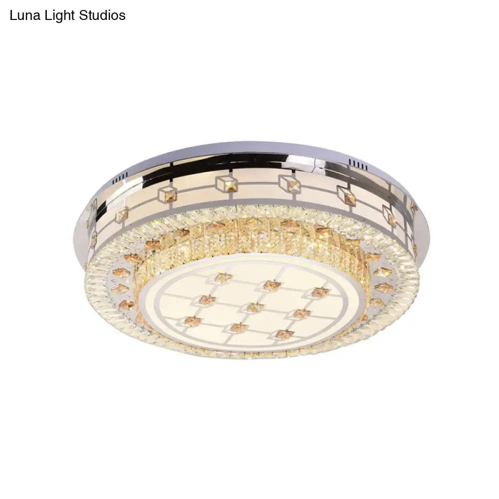 Modernist LED Chrome Crystal Flush Mount Ceiling Light for Living Room - 23.5"/31.5" Diameter