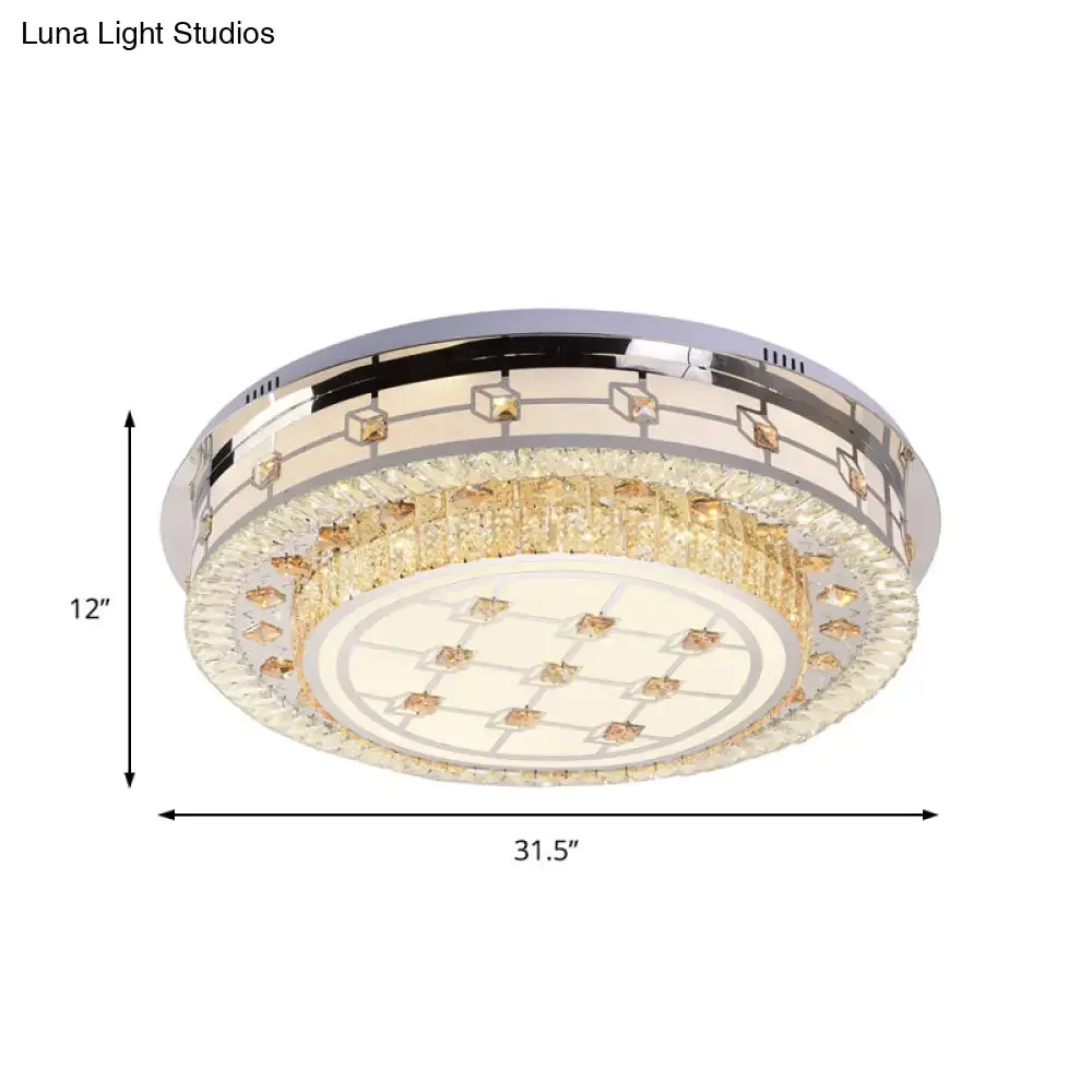 Modernist LED Chrome Crystal Flush Mount Ceiling Light for Living Room - 23.5"/31.5" Diameter