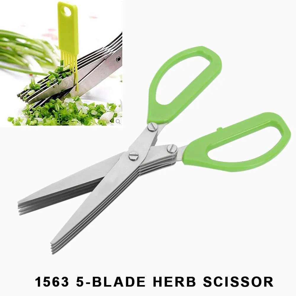 Multifunction Vegetable Stainless Steel Herbs Scissor with 5 Blades