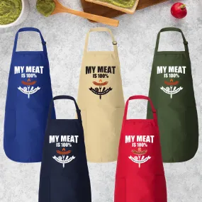 My Meat is 100% Going In Your Mouth Apron, Adjustable Neck, Full-Length Funny Grill Apron with Pockets, BBQ Apron, Apron for Men, Dad Apron