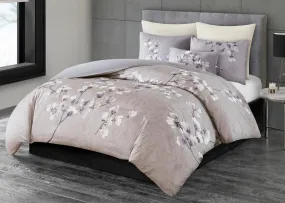 N Natori Sakura Blossom Printed Cotton Sateen 3-Piece Comforter Set