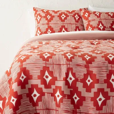 New - Opalhouse Jungalow Comforter Set Boho Lightweight Year-Round, Dark Orange, King