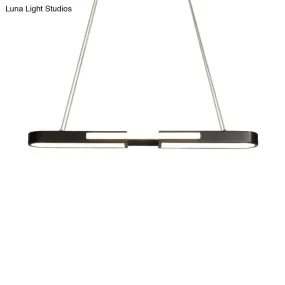 Oblong Acrylic Pendant Light Kit - Simple Style, Black/Gold LED Island Lamp in Warm/White Light for Dining Room