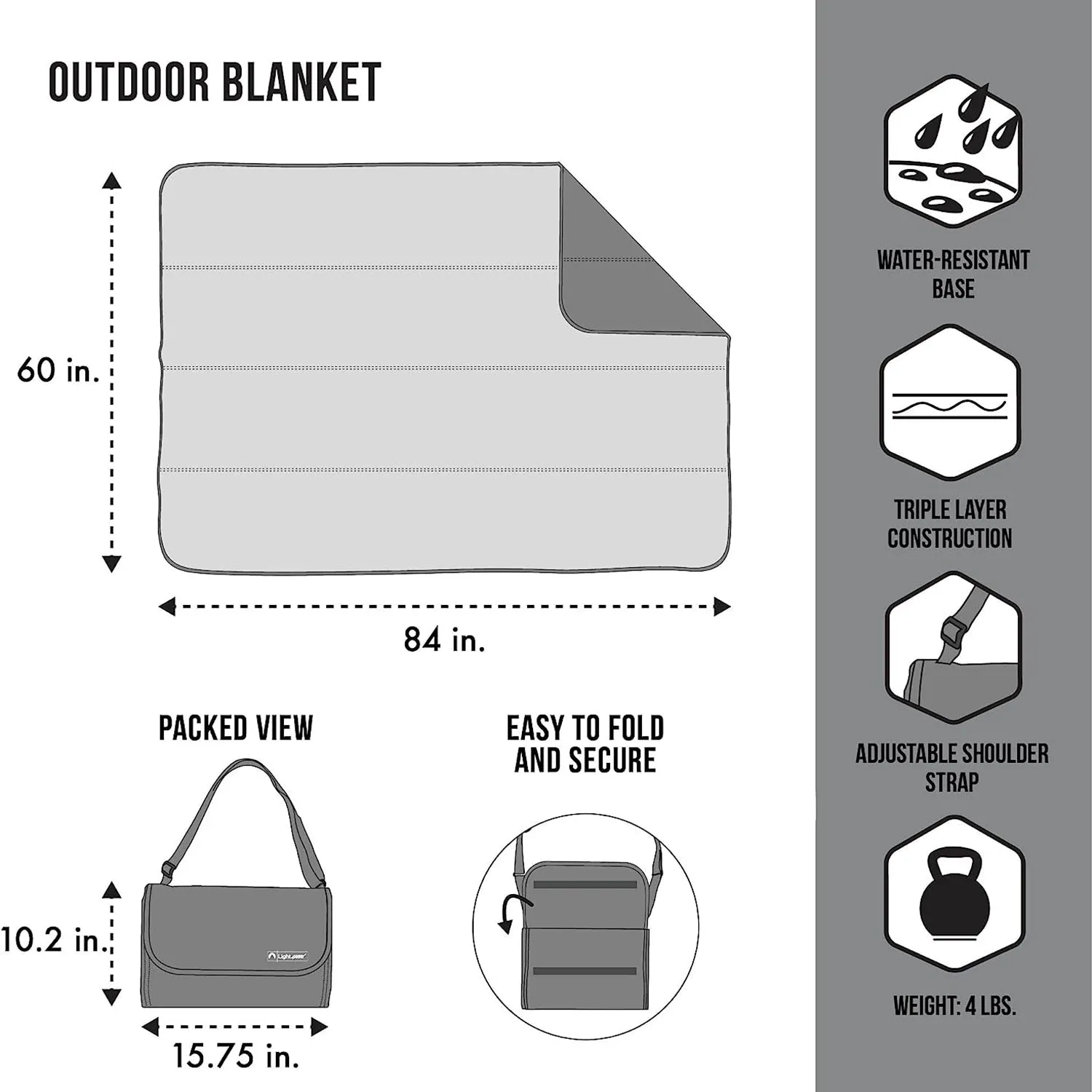 Outdoor Blanket with Shoulder Strap, Camping Essentials