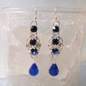 Pair of Queens Earrings Kit with Video Class - Silver & Sapphire