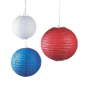 Patriotic Red, Blue And White Hanging Paper Lanterns