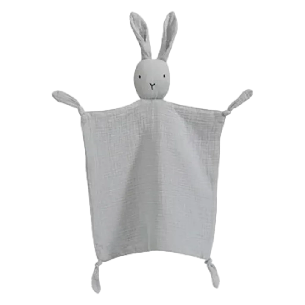 Personalised Grey Bunny Muslin Baby Comforter