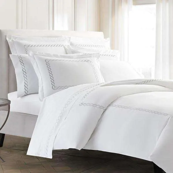 Pisano Eucalyptus Percale Embroidered Duvet Cover