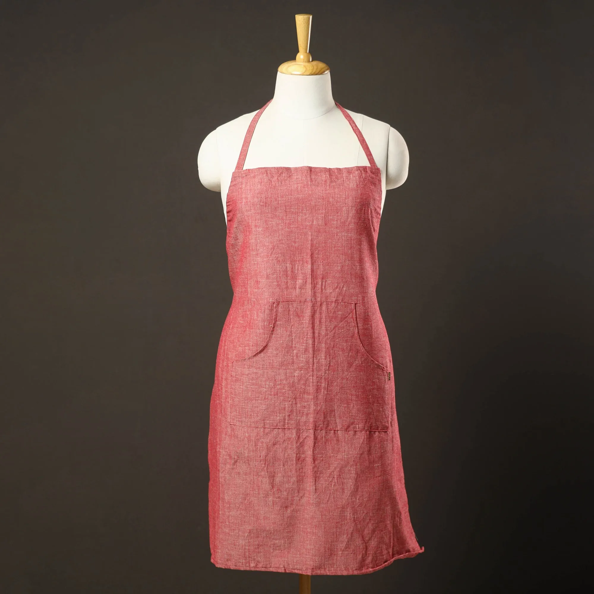 Plain Handloom Jhiri Cotton Apron with Pocket 01