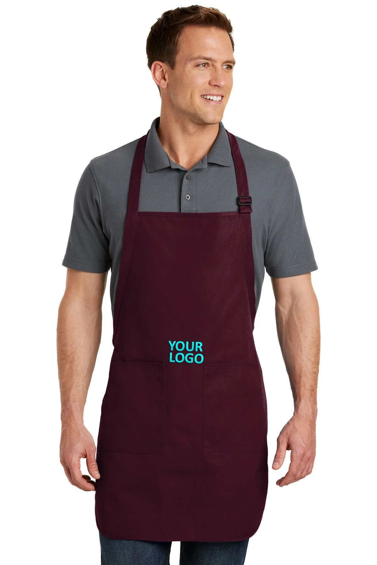 Port Authority Full-Length Custom Aprons with Pockets, Maroon