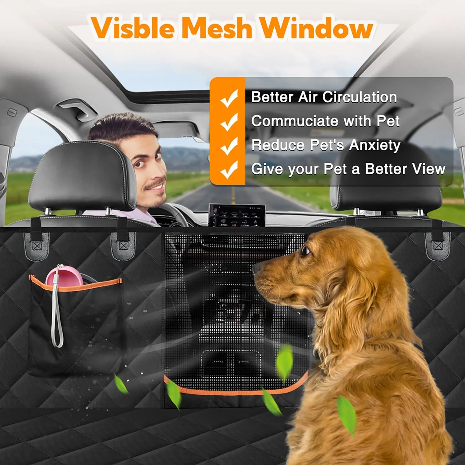 Premium Waterproof Dog Car Seat Cover - Heavy Duty Hammock with Mesh Window, Anti-Scratch & Non-Slip Protector for Cars, Trucks & SUVs