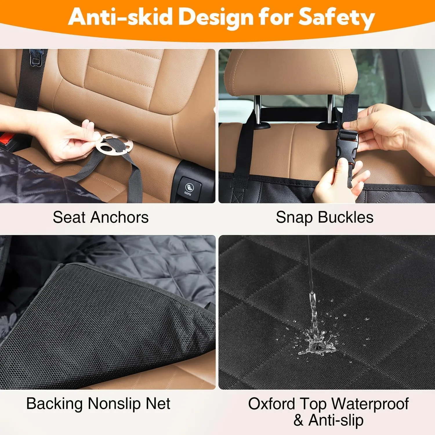 Premium Waterproof Dog Car Seat Cover - Heavy Duty Hammock with Mesh Window, Anti-Scratch & Non-Slip Protector for Cars, Trucks & SUVs