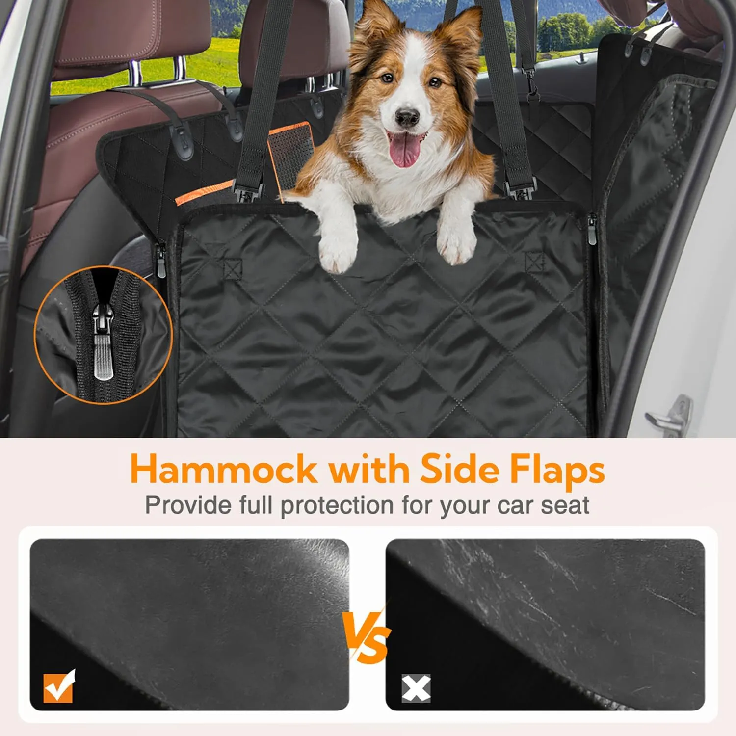 Premium Waterproof Dog Car Seat Cover - Heavy Duty Hammock with Mesh Window, Anti-Scratch & Non-Slip Protector for Cars, Trucks & SUVs