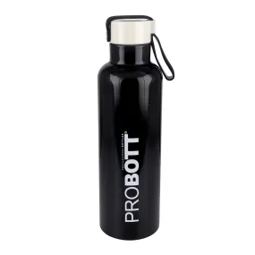 Probott Bang 600ml Thermoses Vacuum Insulated Flask Sports Bottle, Stainless Steel Water Bottles, Black | Sports Cap | Hot and Cold | Leak Proof | Water | Tea | Coffee | Office | Gym | Travel