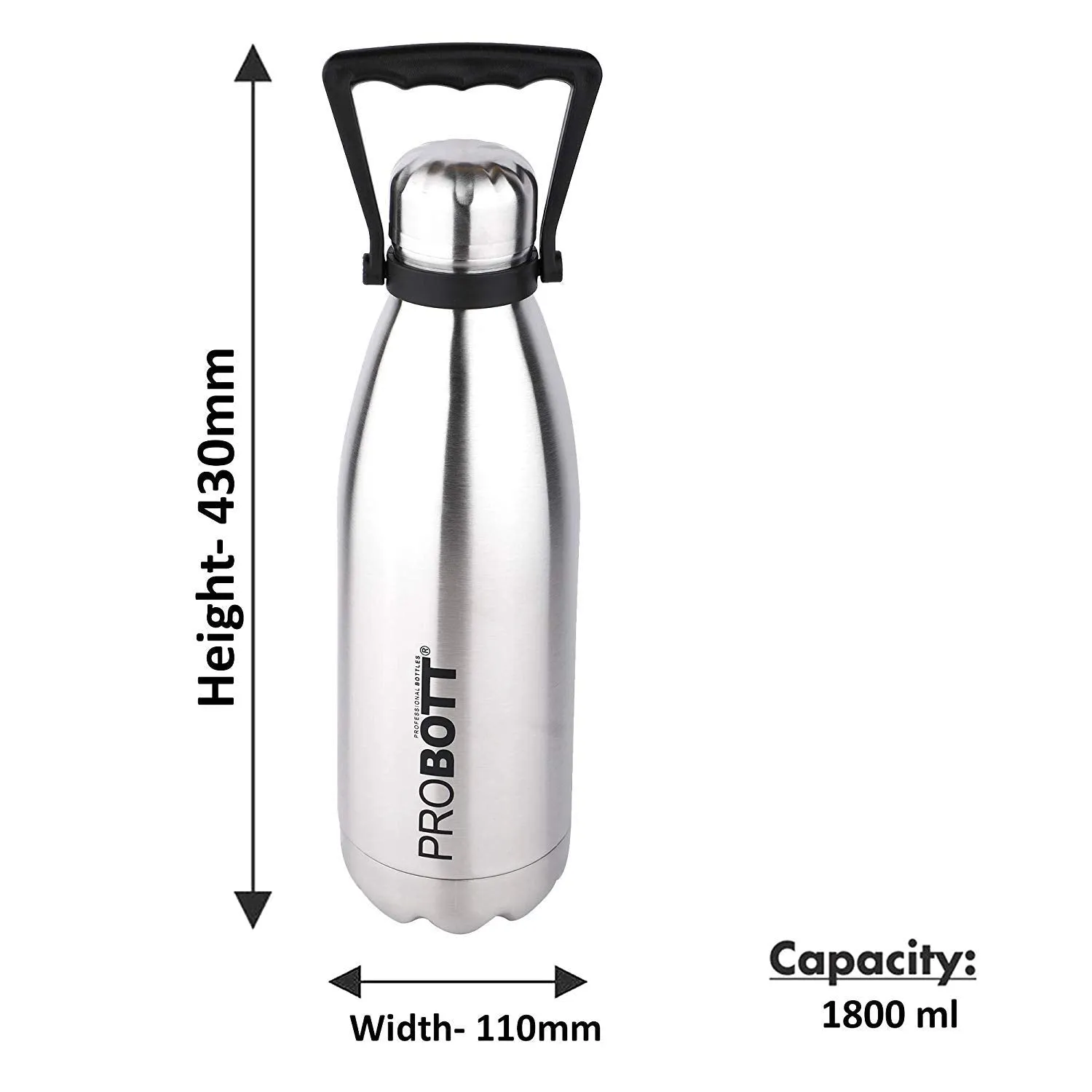 PROBOTT Stainless Steel Tradition hot & Cold Vacuum Bottle 1800ml -Silver (PB1800-01)