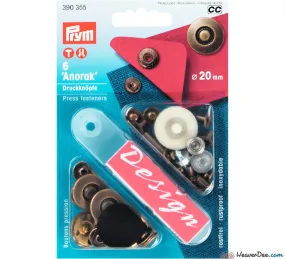 PRYM Press Studs (No-Sew) - Antique Brass 20mm: Pack of 6