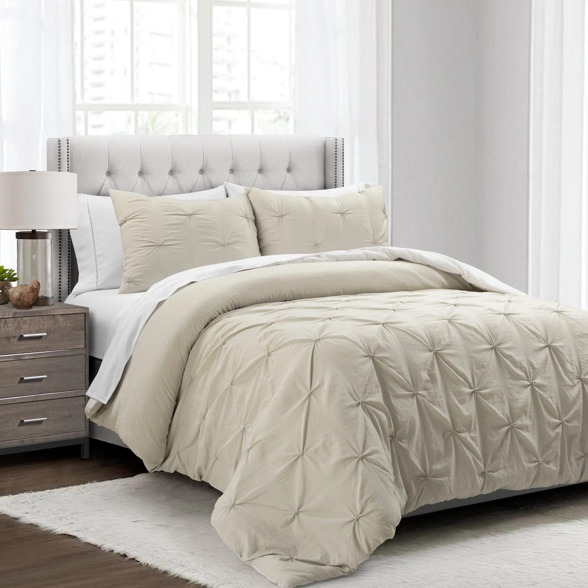 Ravello Pintuck Reversible Comforter Bed In A Bag