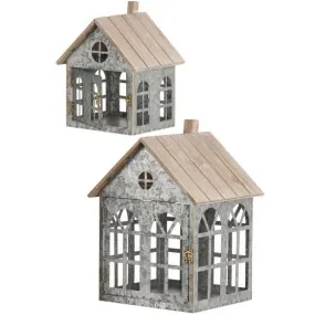 Regency International Metal and Wood Home Lantern 8.75-12.5", Set of 2