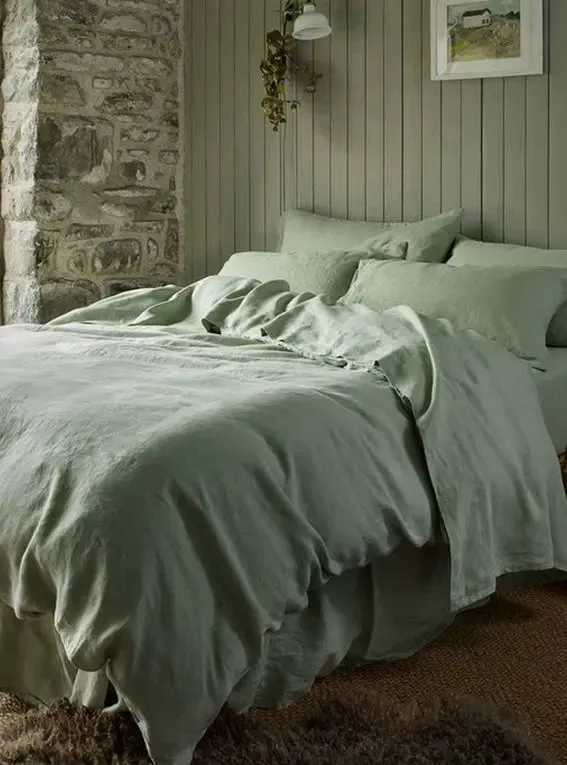 Sage Green Linen Duvet Cover