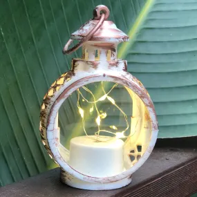 SALE - Small circular LED lantern with fairy lights (batteries incl)