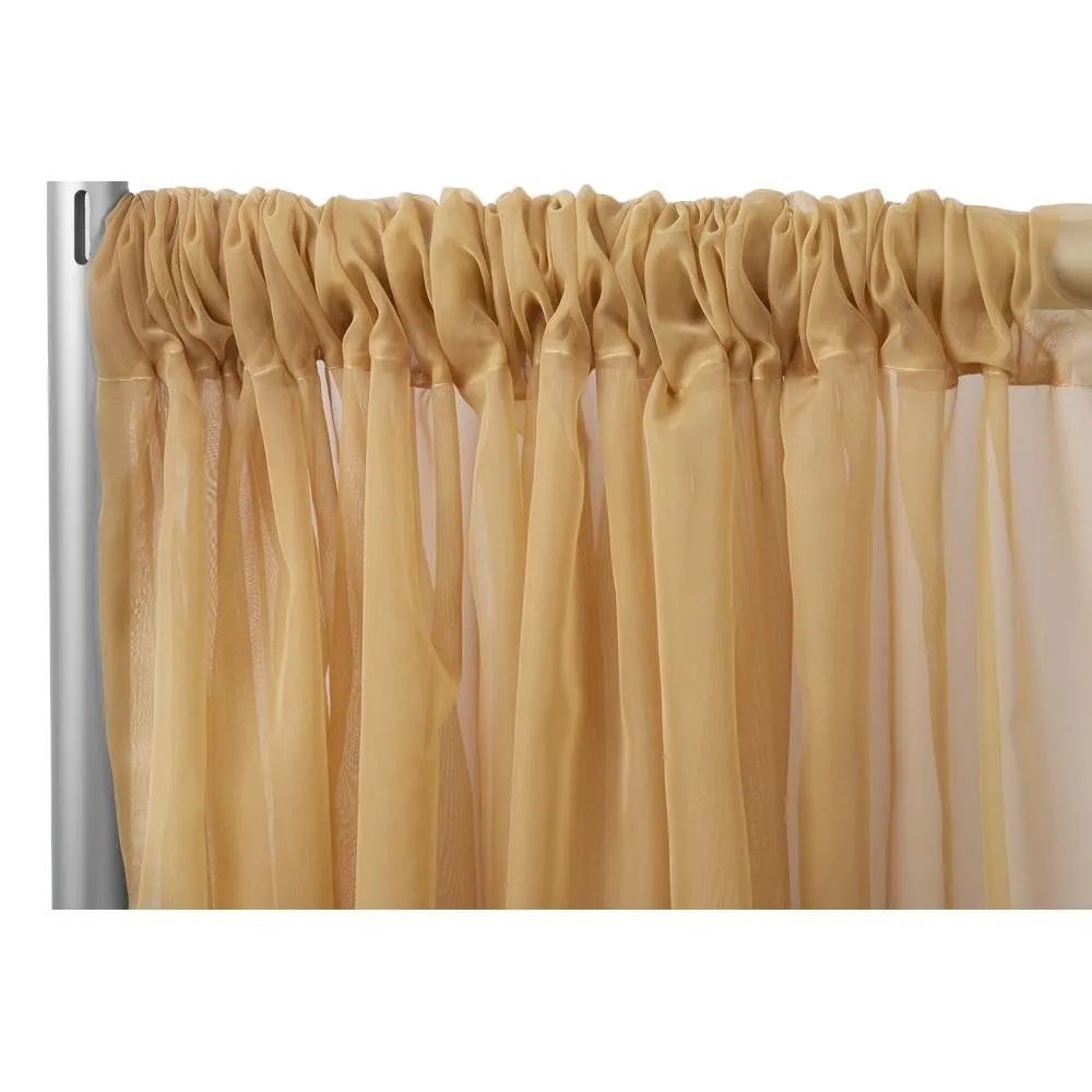 Sheer Voile Flame Retardant (FR) 14ft H x 118" W Drape/Backdrop Curtain Panel - Gold