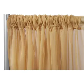 Sheer Voile Flame Retardant (FR) 14ft H x 118" W Drape/Backdrop Curtain Panel - Gold