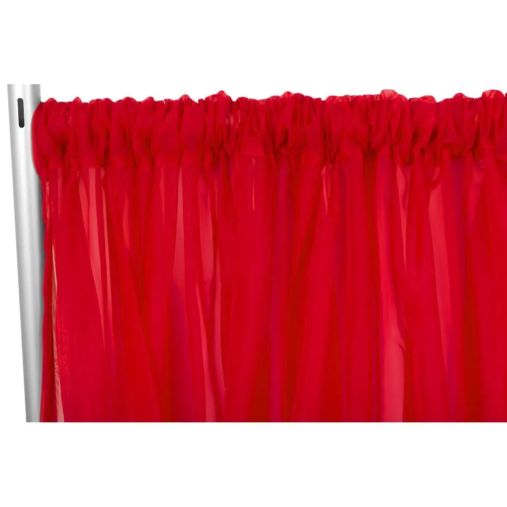 Sheer Voile Flame Retardant (FR) 14ft H x 118" W Drape/Backdrop Curtain Panel - Red