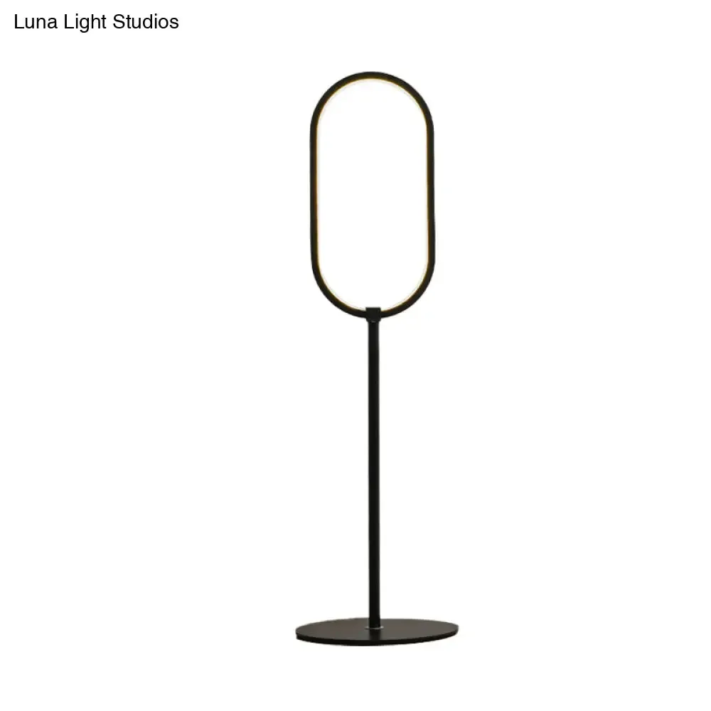 Simple LED Black Finish Oval Ring Table Lamp for Study Room - Perfect Reading Book Light