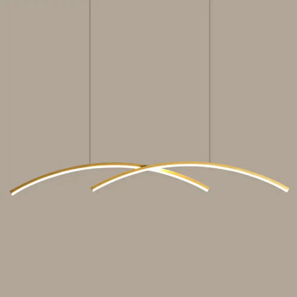 Sleek LED Island Light Fixture for Dining Room - Metal Line Art Hanging Light