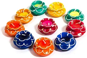 Srajan Creation Decorative Matki Diyas/Colourful Diya Set/Diya for Diwali- Set of 10