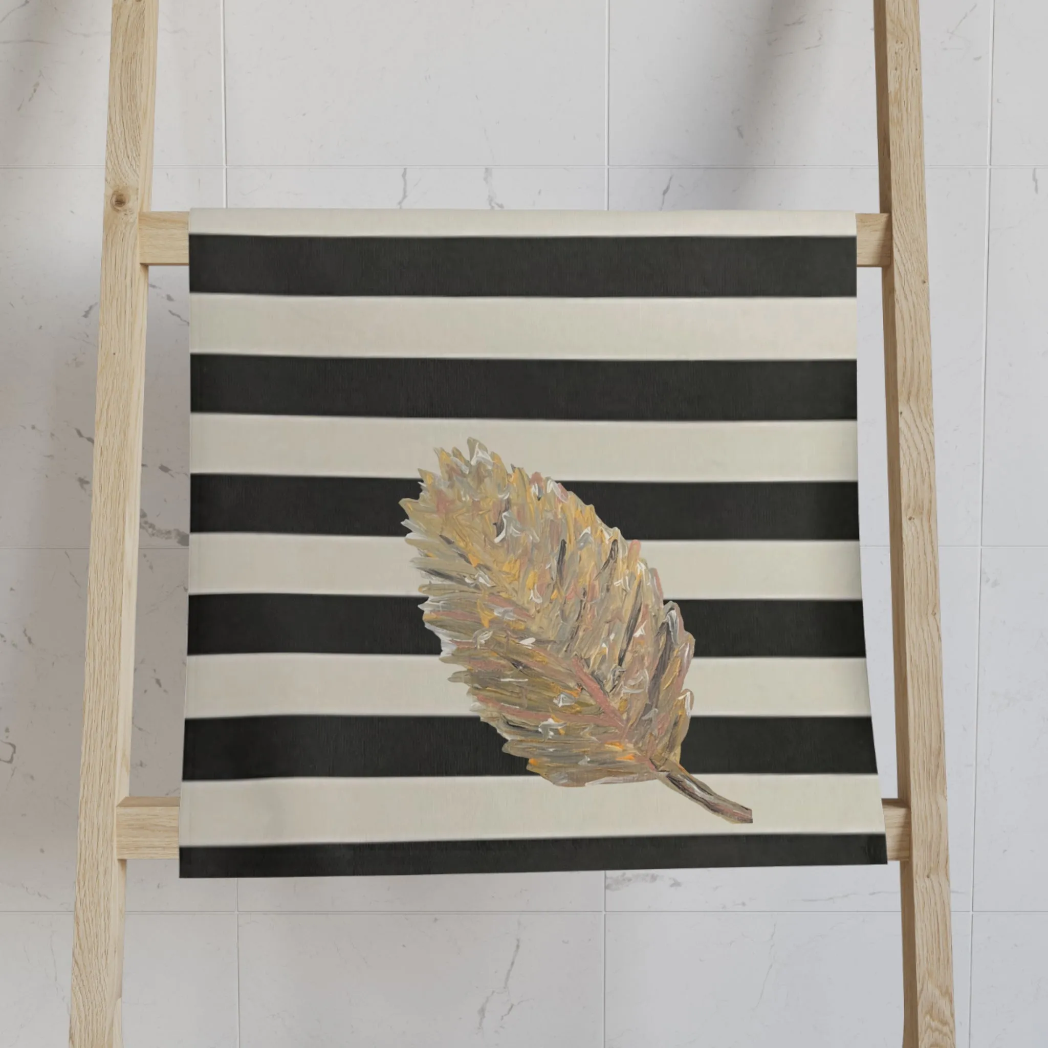 Striped Golden Leaf Hand Towel