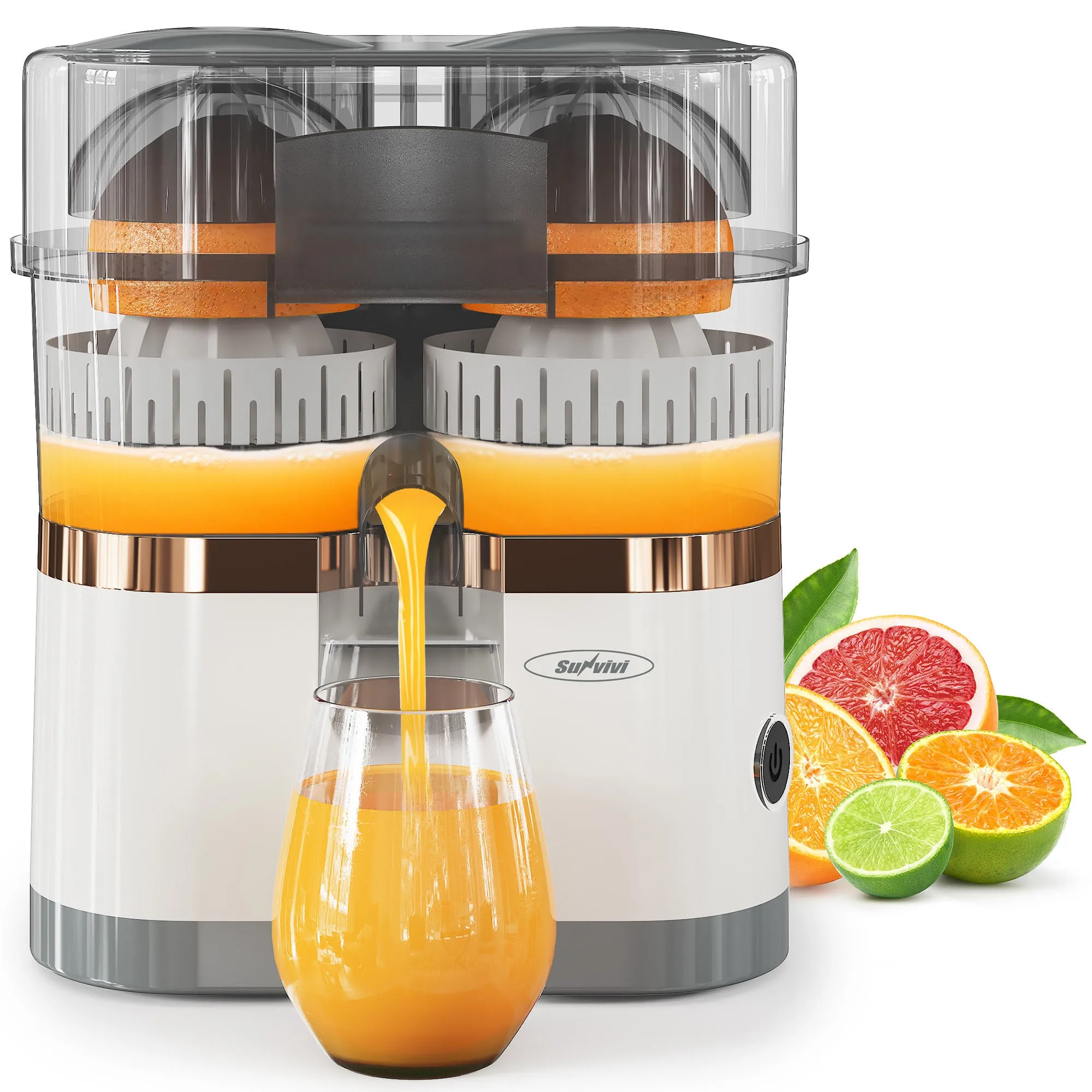 Sunvivi Dual-Head Electric Citrus Juicer, Rechargeable Juicer Machine with USB Charging & Cleaning Brush, Portable Lemon Squeezer for Fresh Orange, Lemon, Lime, Kiwi, Grapefruit, Easy to Clean & Use