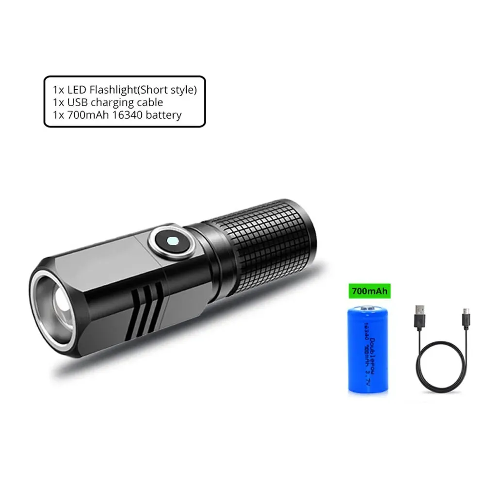 Super Bright MINI XHP50 LED Flashlight USB Torch Rechargeable Zoom Fishing Lantern Powerful 3 Lighting Mode Camping Lamp