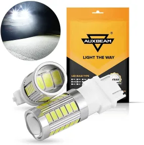 T25 3157 3156 LED Backup Reverse/Turn Signal/Brake Tail Light Bulbs 20W 4000LM 6500K White 33LED Series | 2 Bulbs