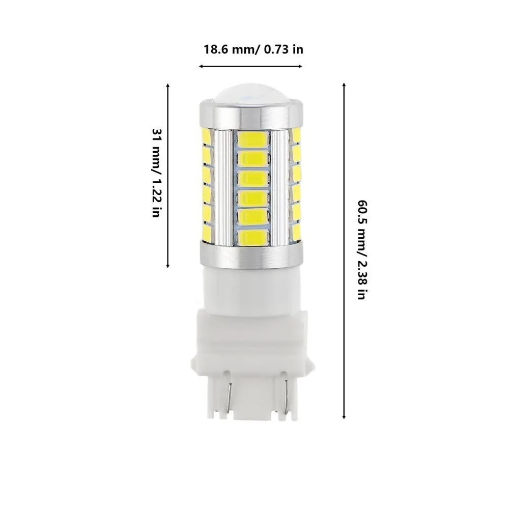 T25 3157 3156 LED Backup Reverse/Turn Signal/Brake Tail Light Bulbs 20W 4000LM 6500K White 33LED Series | 2 Bulbs